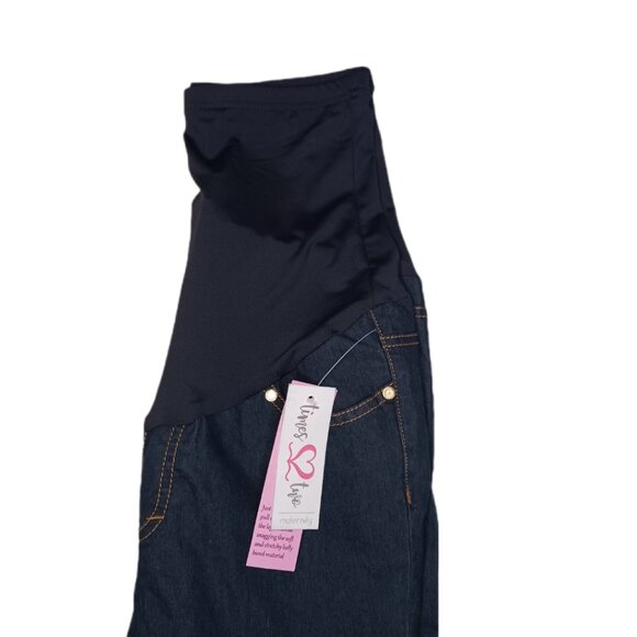 Times Two Maternity Jeans Size Small Pull On Stretch Belly Band Blue Jeans - Picture 4 of 7